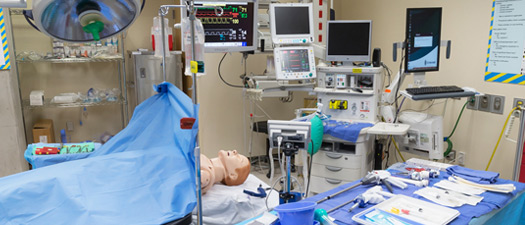 Medical education simulation room set up