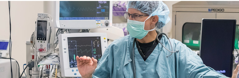 Anesthesiologist in operating room